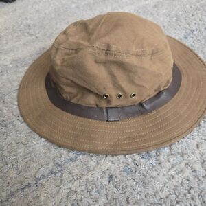 Vintage Filson Tin Cloth Packer Hat Mens XL Waxed Canvas Leather band USA